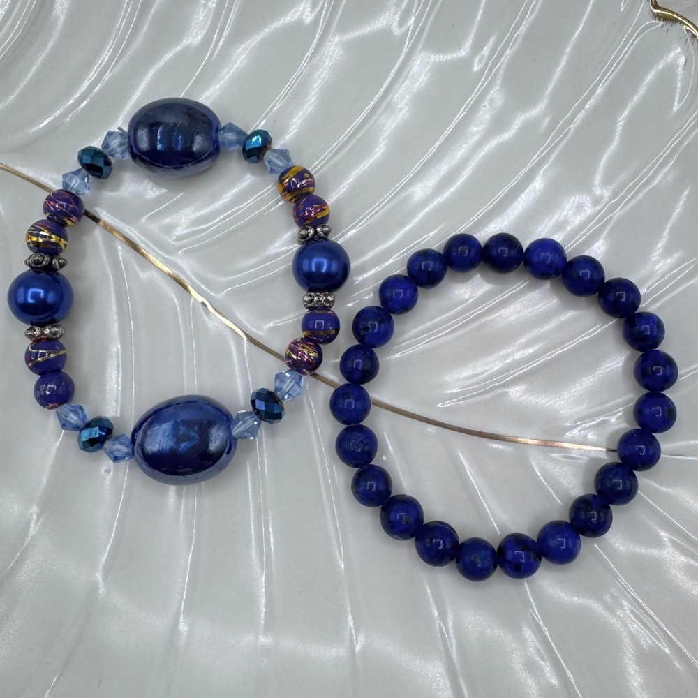 Large Beaded Navy Blue theme Bracelets - Picture 6 of 6